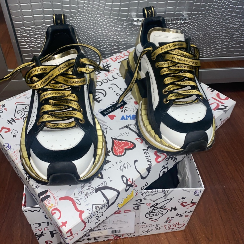 Black gold and white Dolce and gabbana men sneaker